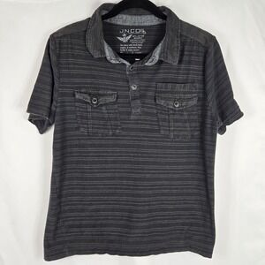 JNCO Crownbrand Polo Shirt Striped Short Sleeve Utility Pockets Size M 90s Flaw